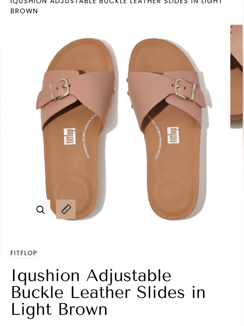EUC FITFLOP Iqushion Adjustable Buckle Leather Slides in Light Brown